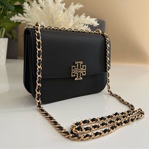 NWT , tory burch Britten small adjustable shoulder crossbody bag black $575